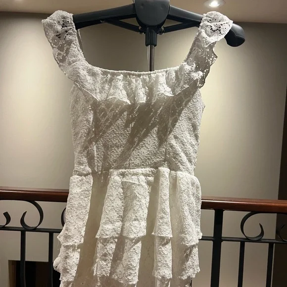 White Lace Ruffle Dress - Picture 2 of 2